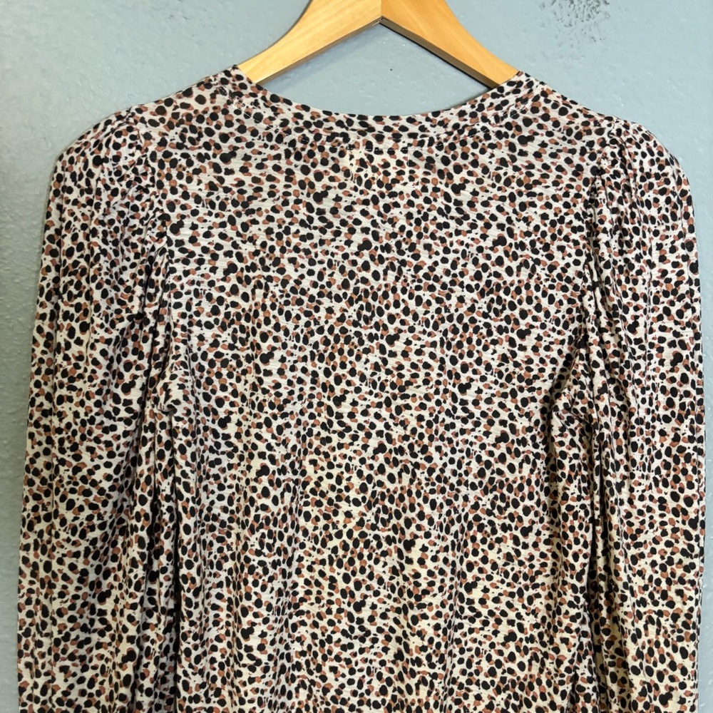 Nation LTD‎ Loren Animal Print Balloon Sleeve Top XS Boho Classic Pima Cotton - Picture 8 of 11